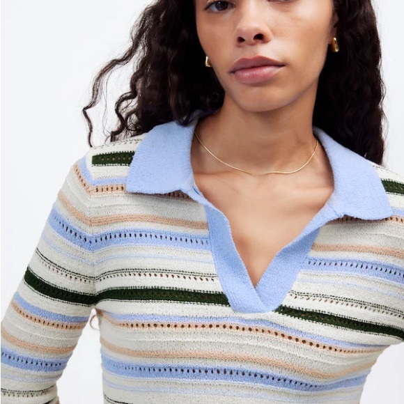 Madewell Textural-Stitch Johnny Collar Sweater - Picture 2 of 7